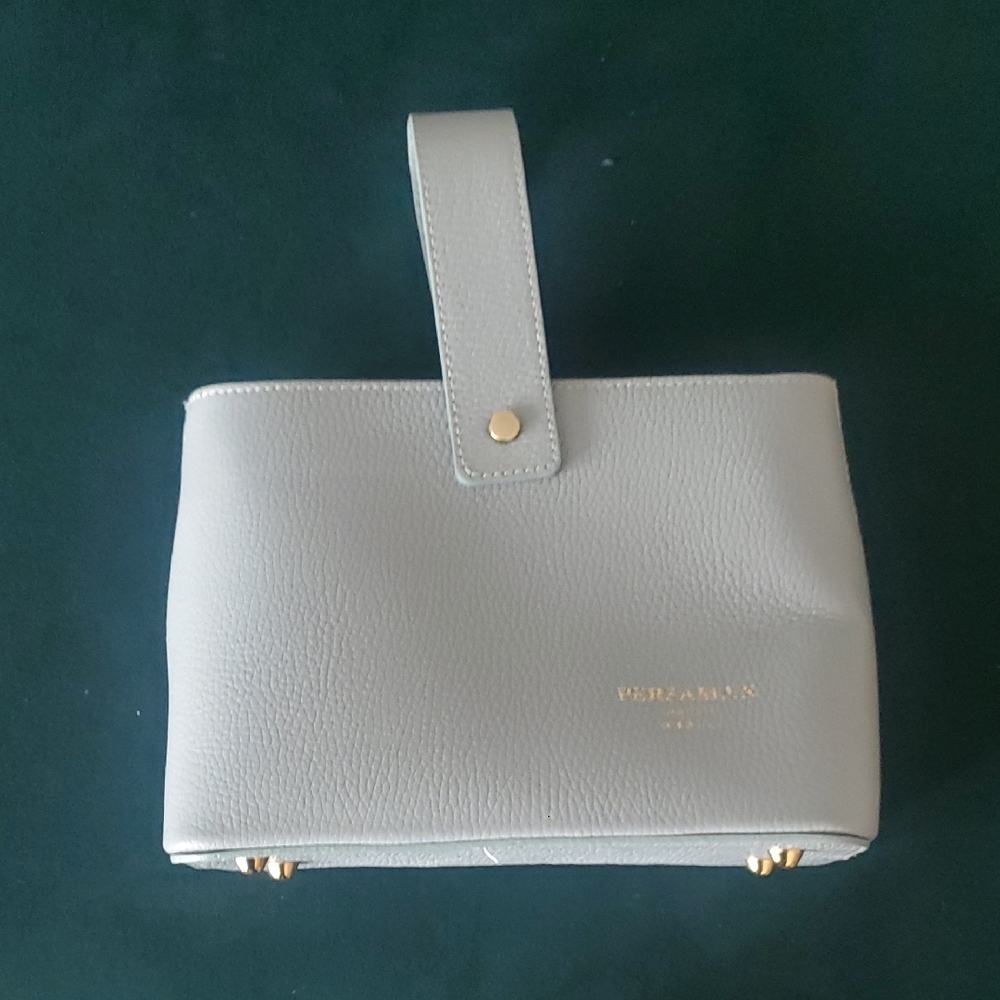 Blue Textured Leather Bag with Shoulder Strap
